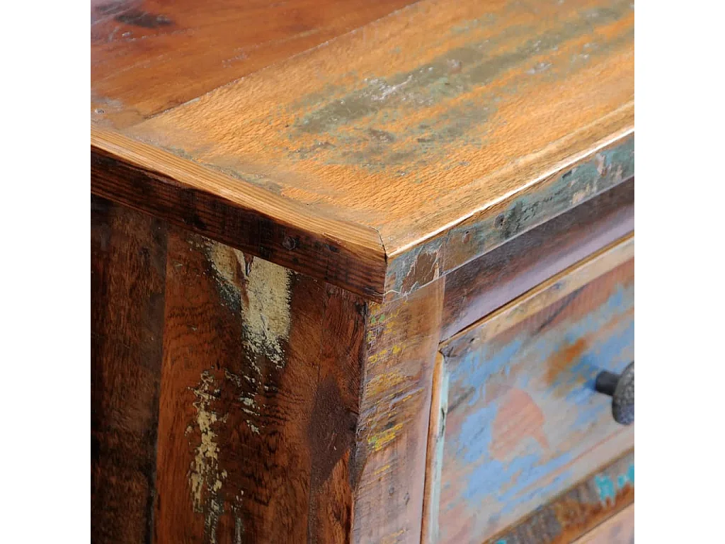 Table de chevet avec 2 tiroirs Bois massif recyclé