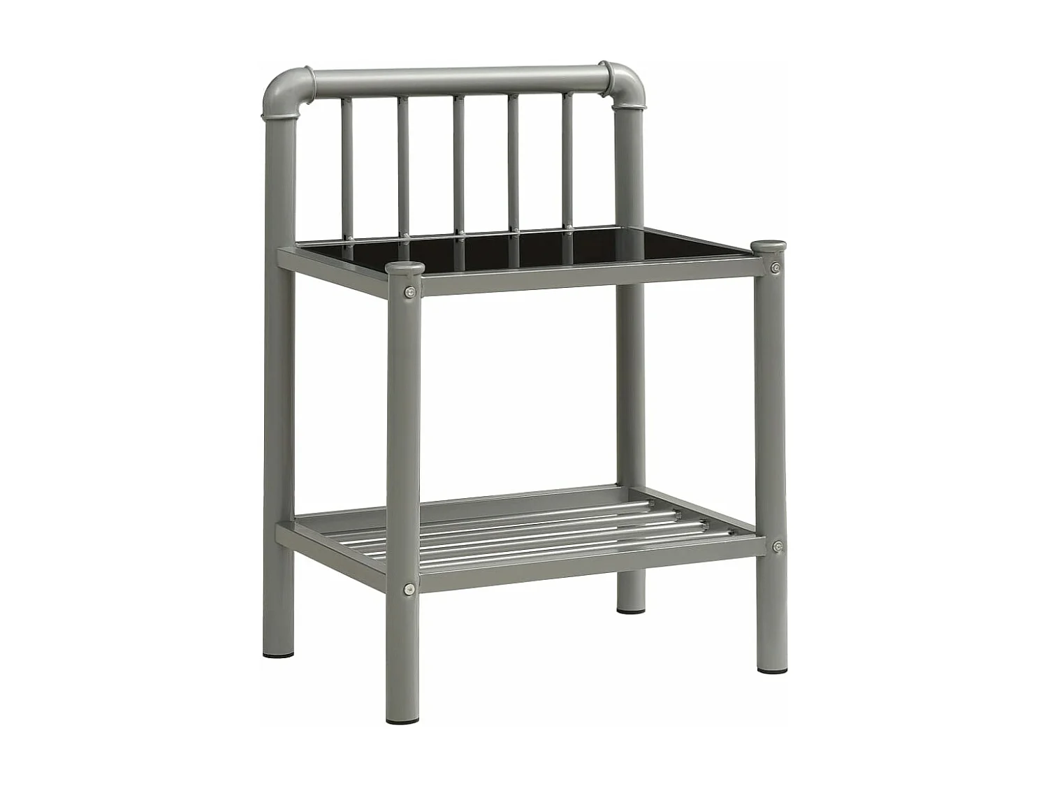 Table de chevet Gris et noir 45x34,5x62,5 cm Métal et verre