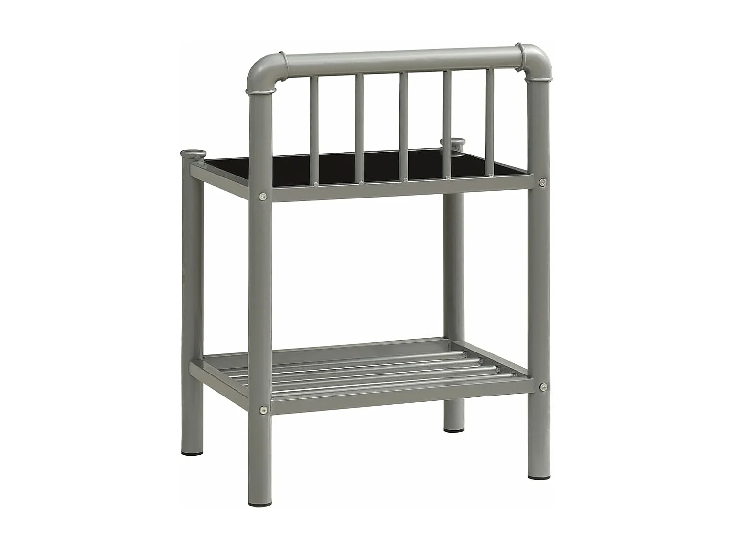 Table de chevet Gris et noir 45x34,5x62,5 cm Métal et verre