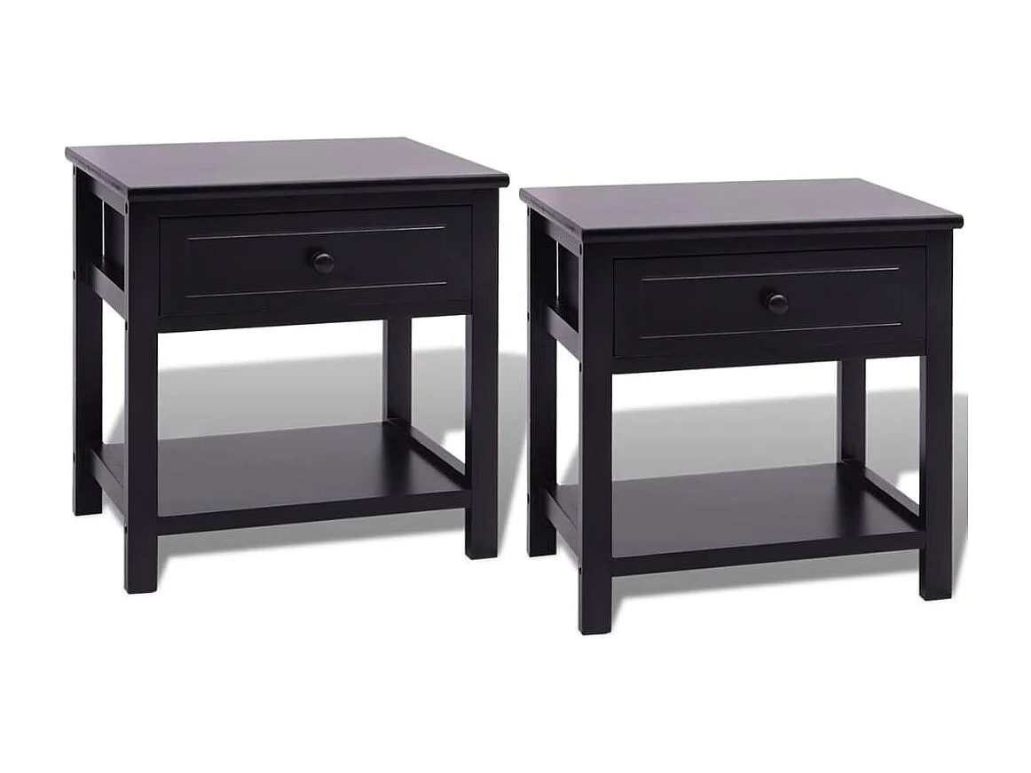 Table de chevet 2 pcs Bois Noir