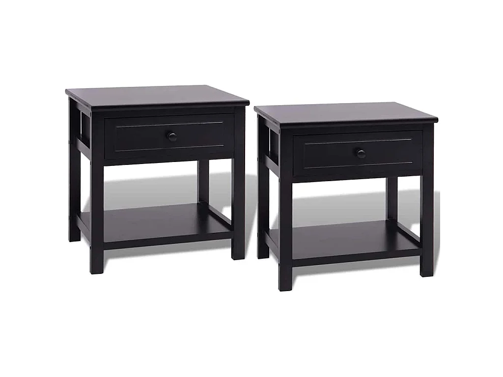Table de chevet 2 pcs Bois Noir