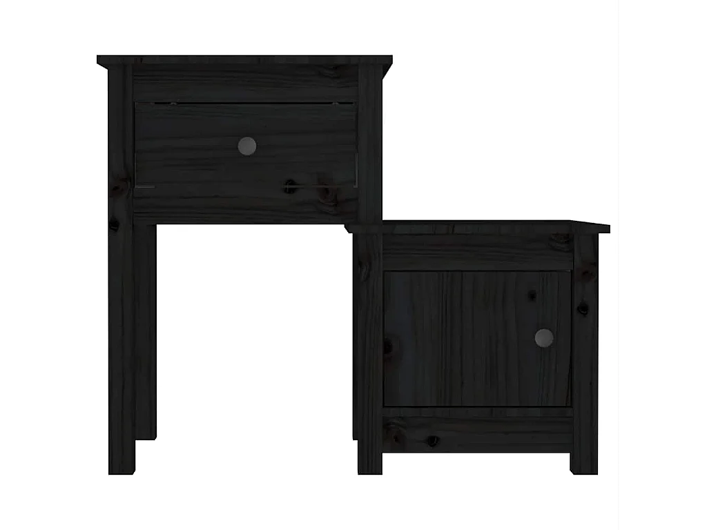 Comodino Nero 79,5x38x65,5 cm in Legno Massello di Pino