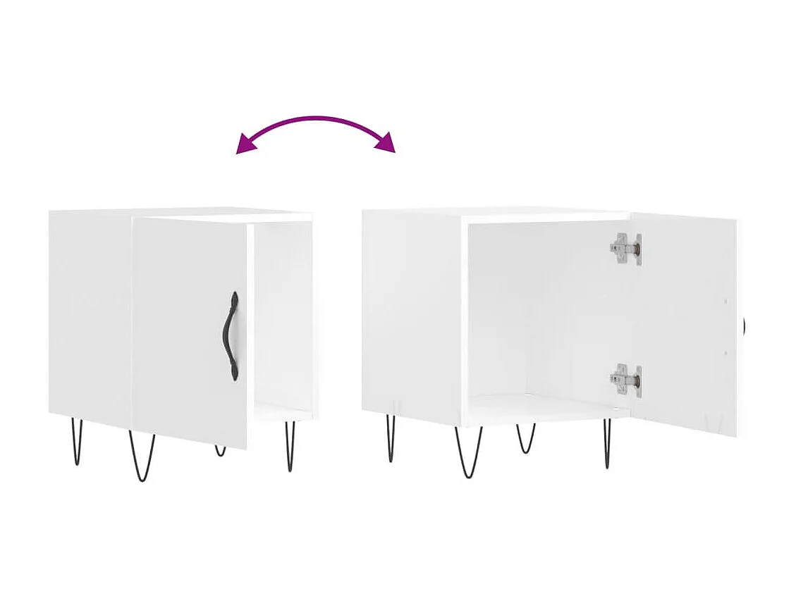 Mesa cabeceira 2pcs 40x40x50cm deriv. madeira branco brilhante