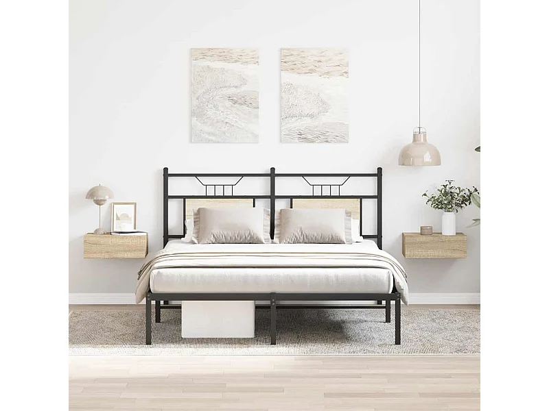 Tables de chevet flottantes 2 pcs Chêne sonoma Bois ingénierie