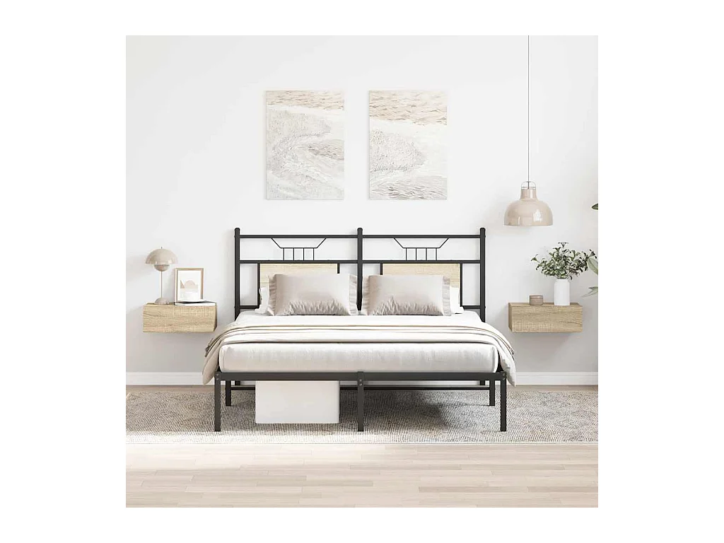 Tables de chevet flottantes 2 pcs Chêne sonoma Bois ingénierie