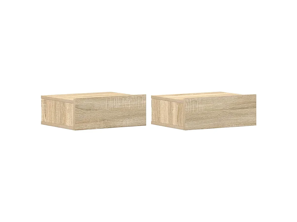 Tables de chevet flottantes 2 pcs Chêne sonoma Bois ingénierie