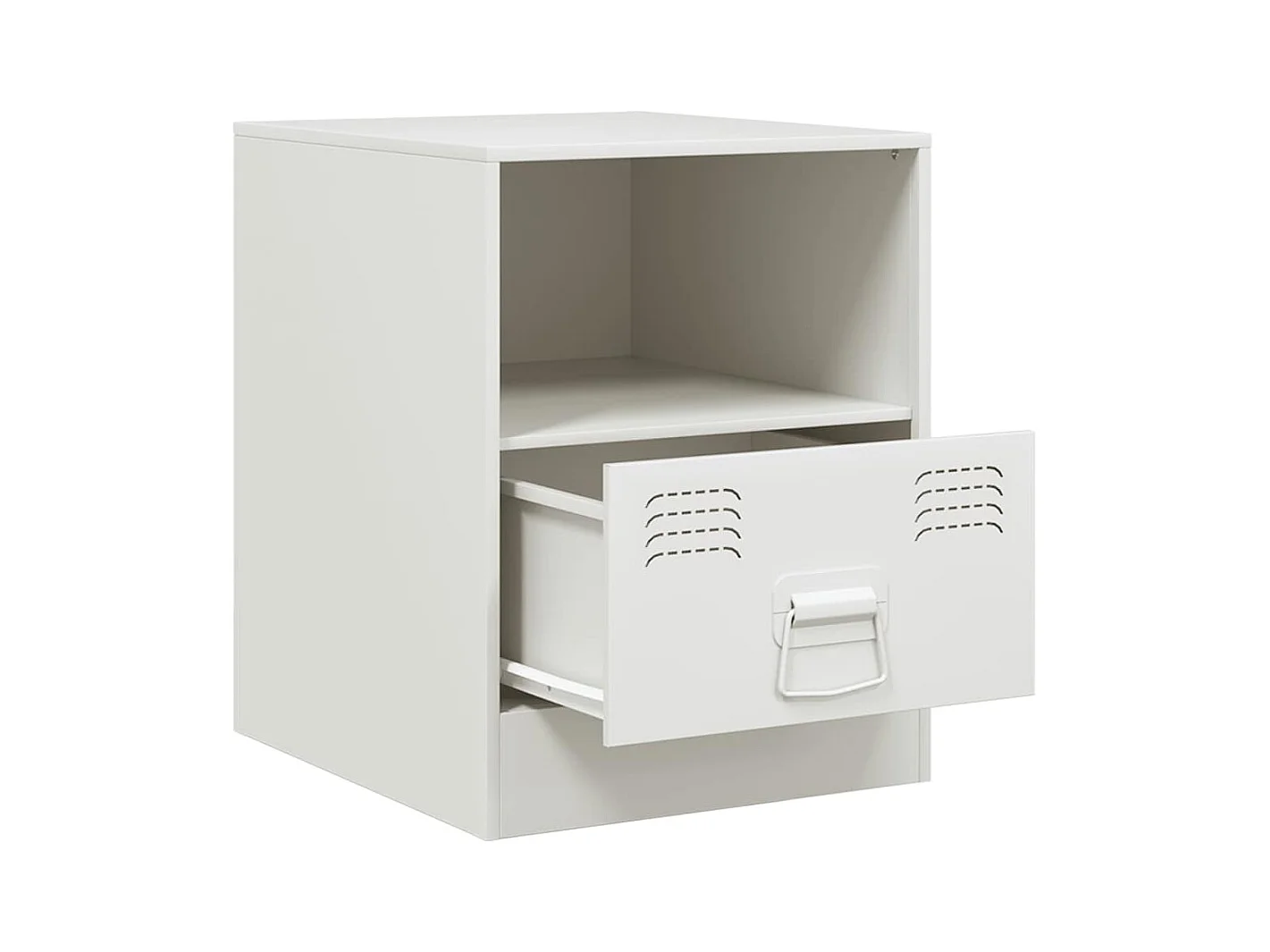 Table de chevet blanc 34,5x39x44 cm acier