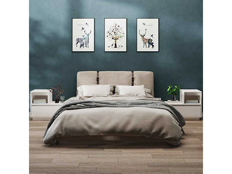 Mesitas de noche 2 uds madera maciza de pino blanco 60x34x51 cm