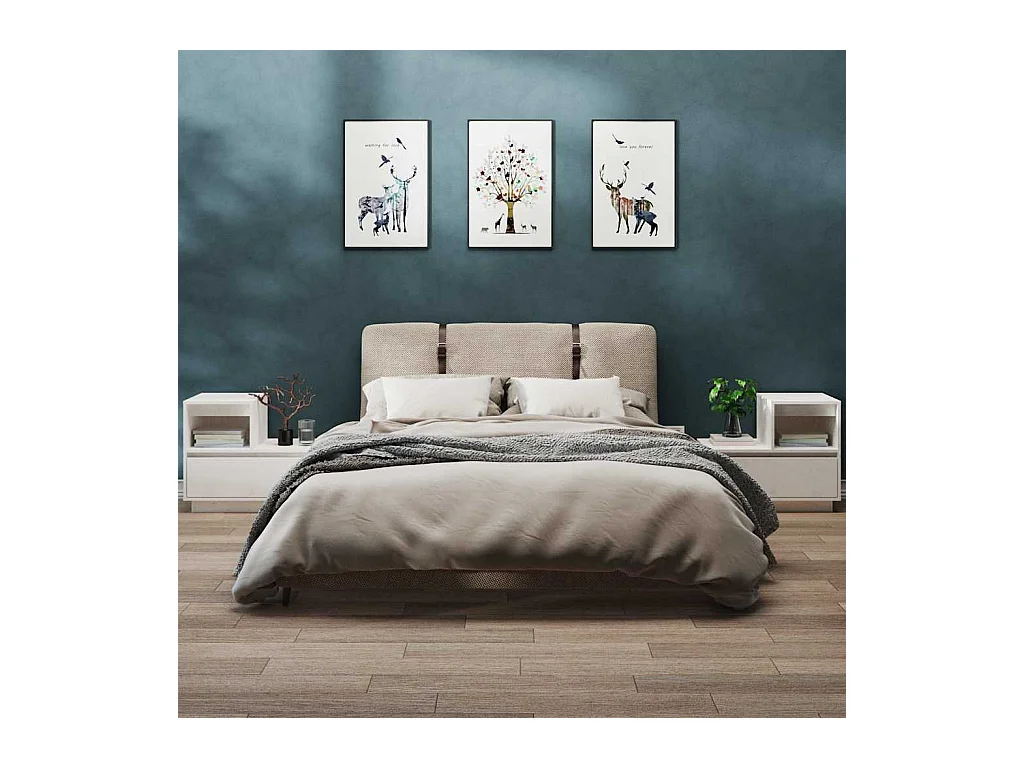 Nachttische 2 Stk. Weiß 60x34x51 cm Massivholz Kiefer