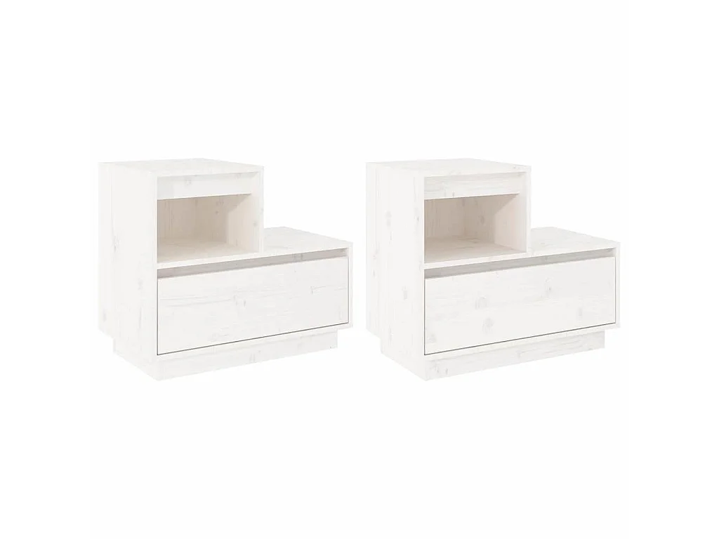 Nachtkastjes 2 st 60x34x51 cm massief grenenhout wit