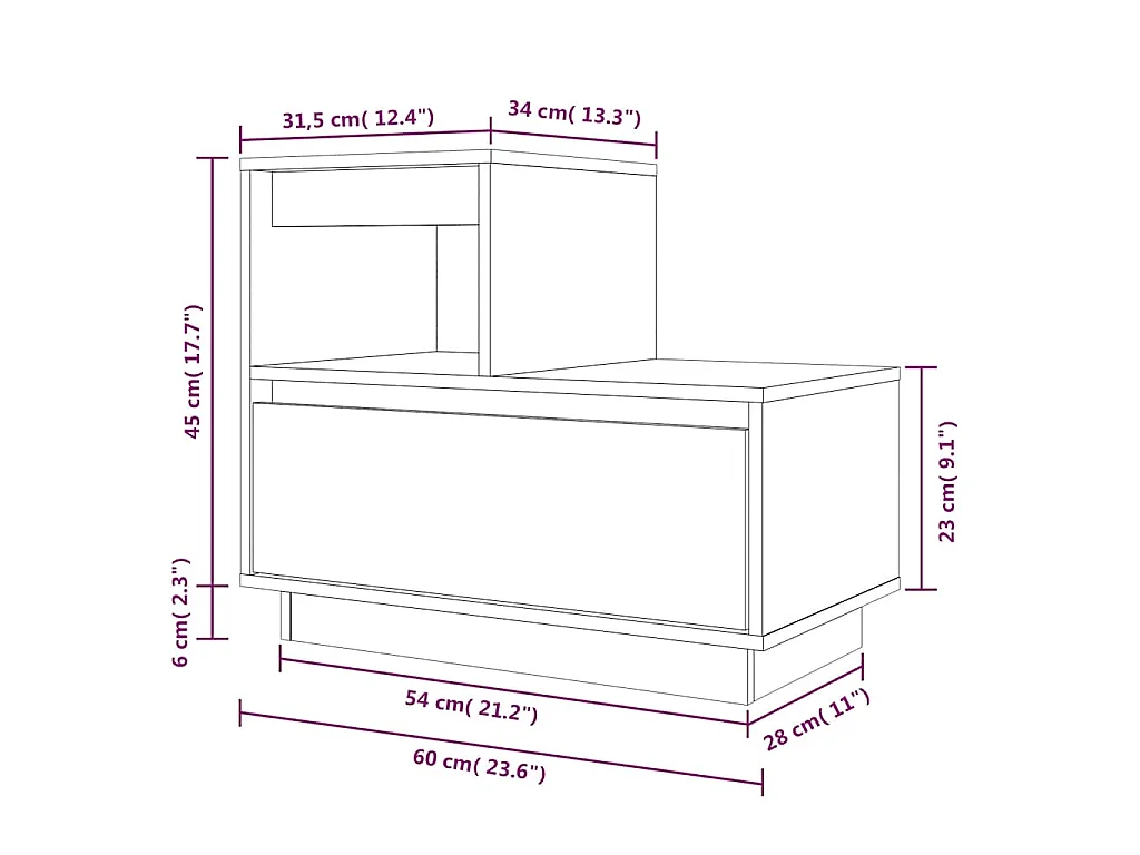 Nachtkastjes 2 st 60x34x51 cm massief grenenhout wit