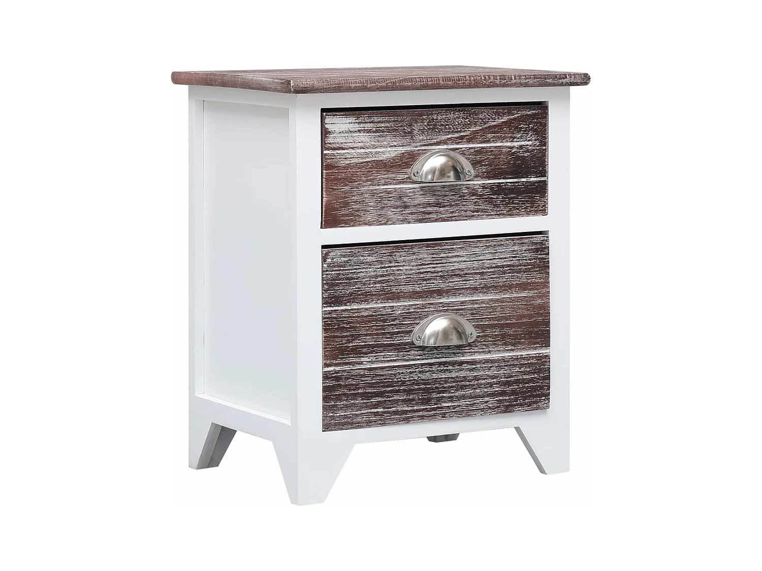 Nachtkastje 38x28x45 cm paulowniahout bruin en wit