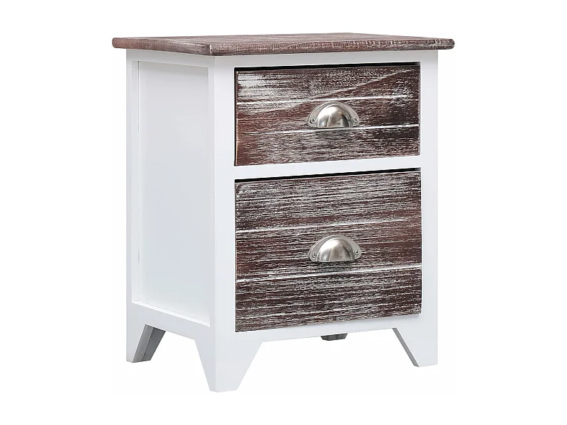 Nachtkastje 38x28x45 cm paulowniahout bruin en wit