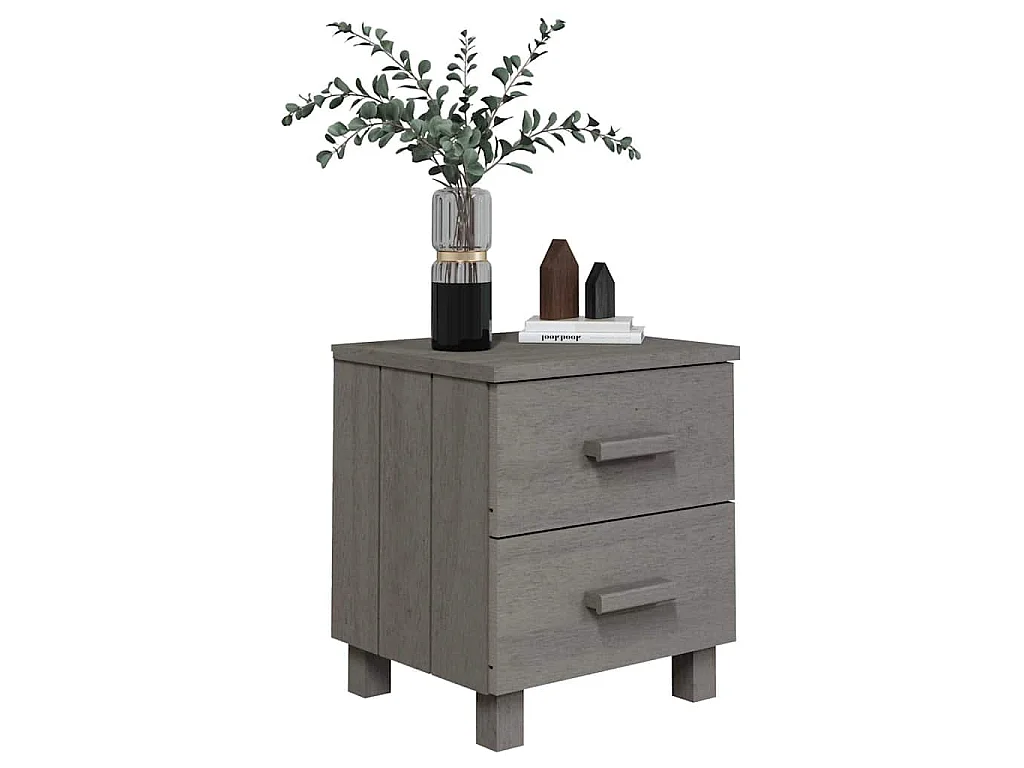 Table de chevet HAMAR Gris clair 40x35x44,5 cm Bois pin massif