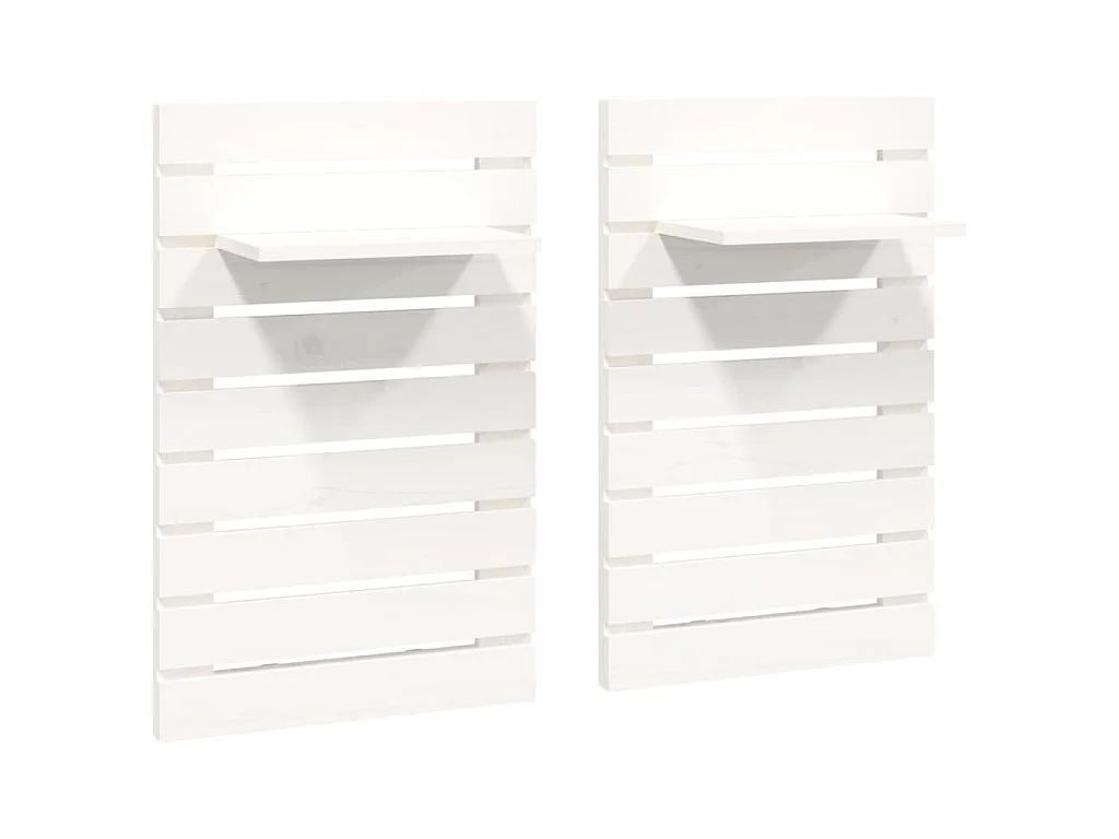 Étagères de chevet murales 2 pcs Blanc Bois de pin massif