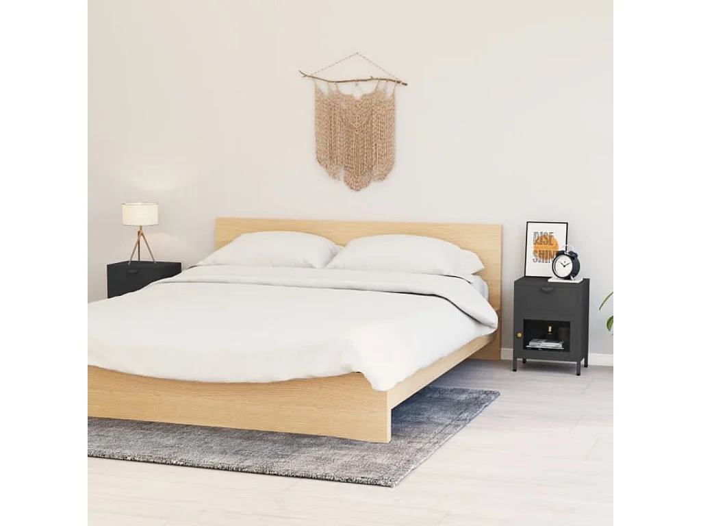 Nachttische 2 Stk. Anthrazit 40x30x54,5 cm Stahl und Glas