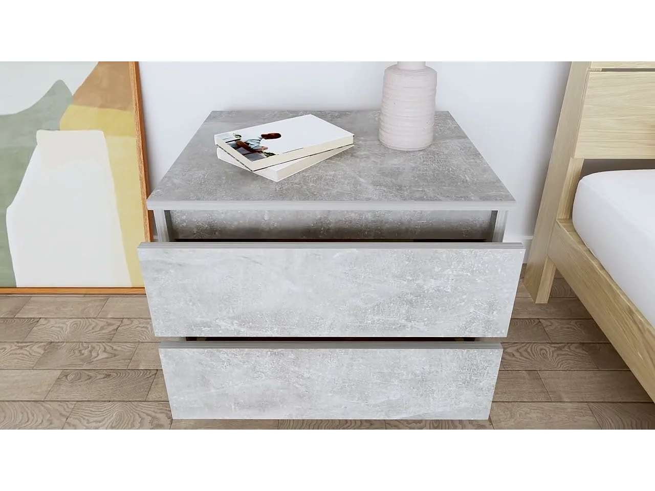 Tables de chevet 2 pcs Gris béton 50x39x43,5 cm Aggloméré