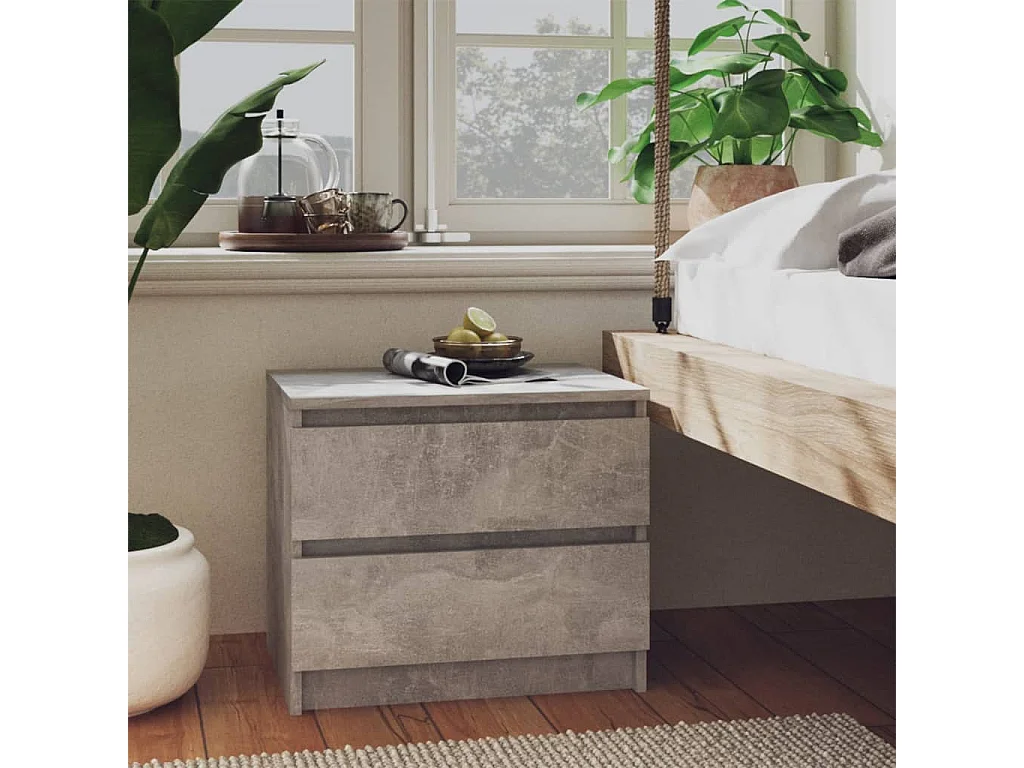 Tables de chevet 2 pcs Gris béton 50x39x43,5 cm Aggloméré