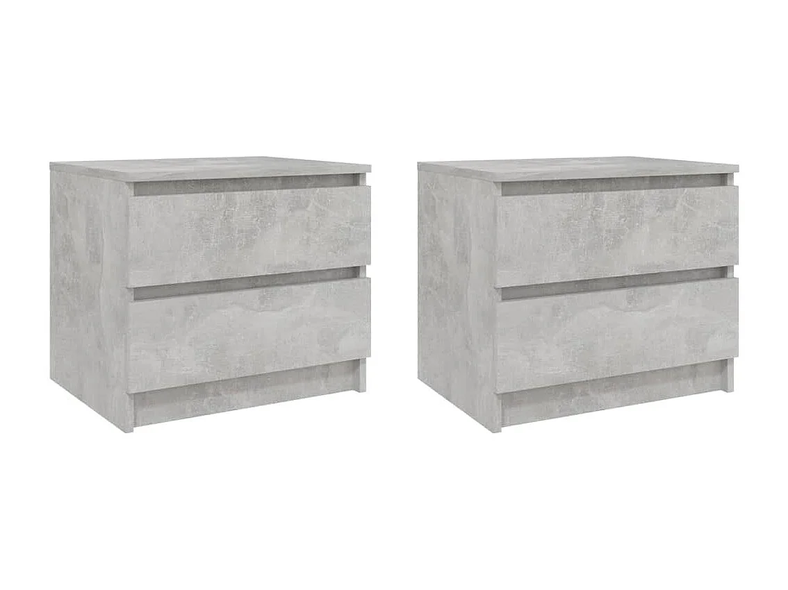 Tables de chevet 2 pcs Gris béton 50x39x43,5 cm Aggloméré