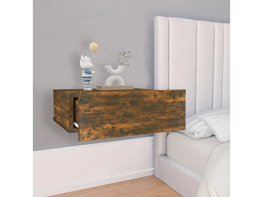 Mesas cabeceira susp. 2pcs 40x30x15 cm cor carvalho fumado