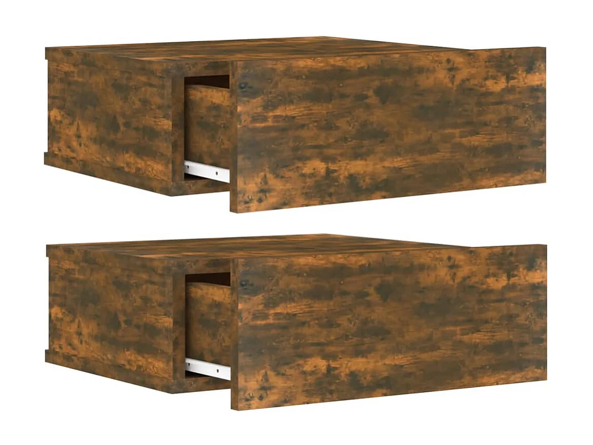 Tables de chevet flottantes 2 pcs Chêne fumé 40x30x15 cm