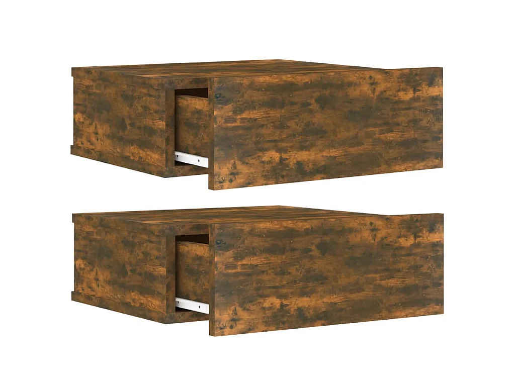 Tables de chevet flottantes 2 pcs Chêne fumé 40x30x15 cm