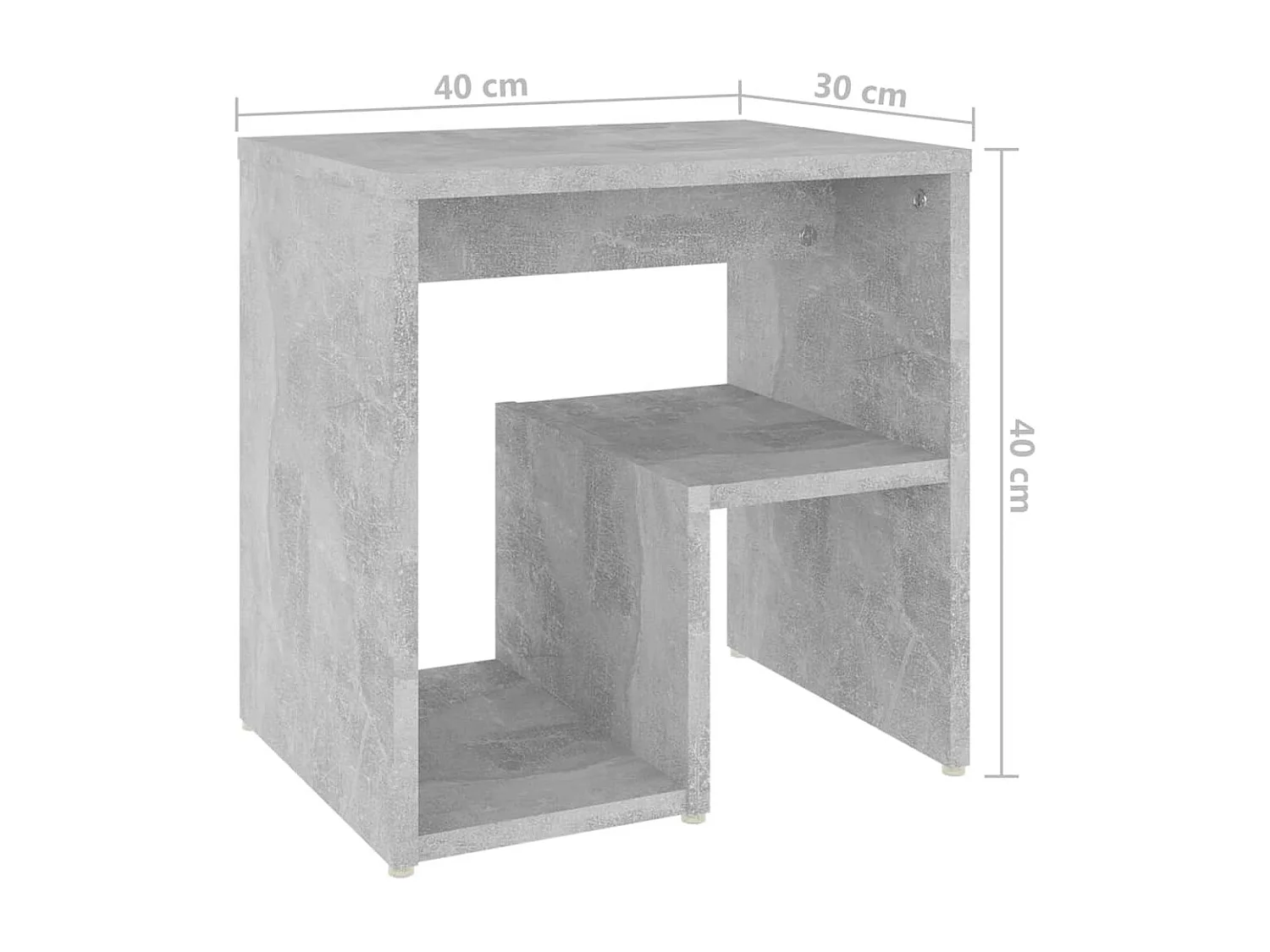 Nachtkastje 40x30x40 cm bewerkt hout betongrijs