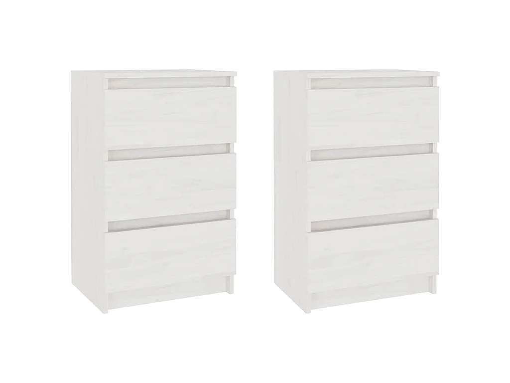 Tables de chevet 2 pcs Blanc 40x29,5x64 cm Bois de pin solide
