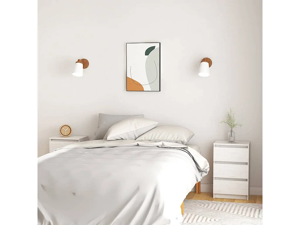 Tables de chevet 2 pcs Blanc 40x29,5x64 cm Bois de pin solide
