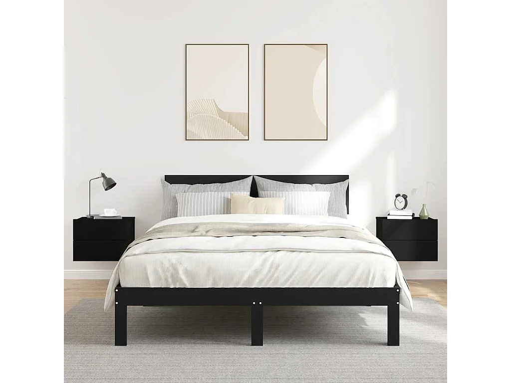 Comodini 2 pz Neri 40x30x30 cm in Legno Multistrato