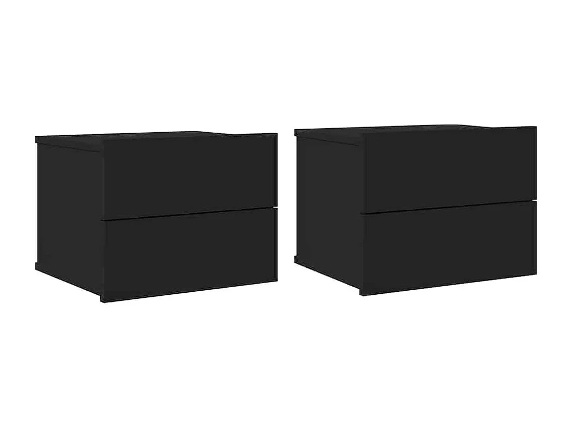 Comodini 2 pz Neri 40x30x30 cm in Legno Multistrato