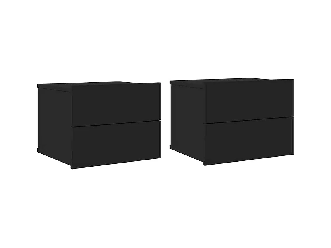 Mesitas de noche 2 uds madera contrachapada negro 40x30x30 cm