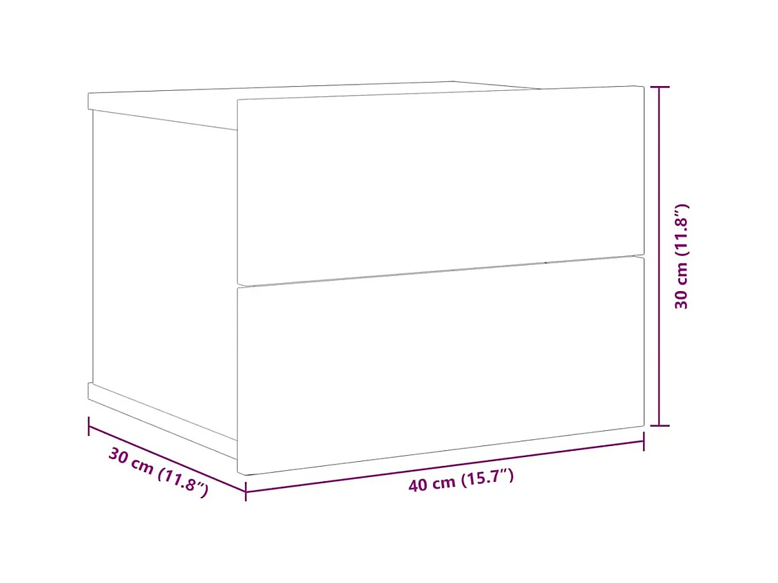 Mesitas de noche 2 uds madera contrachapada negro 40x30x30 cm