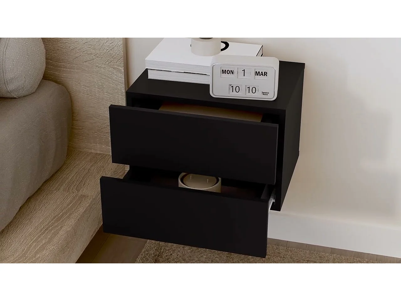 Nachtkastjes 2 st 40x30x30 cm bewerkt hout zwart