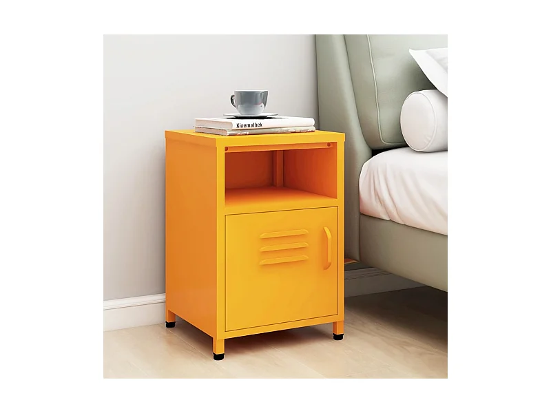 Table de chevet Jaune moutarde 35x35x51 cm Acier