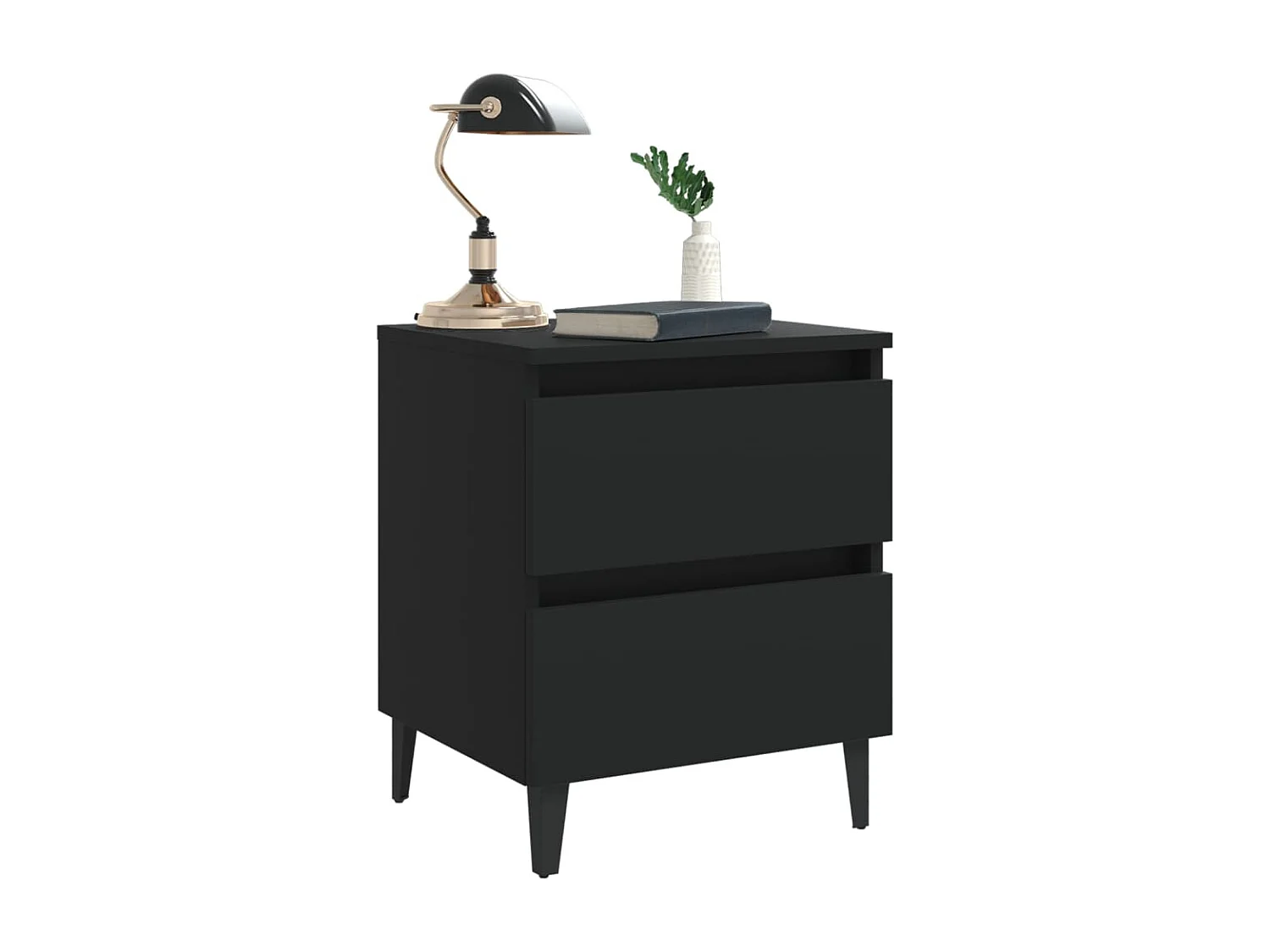 Table de chevet noir 40x35x50 cm bois d'ingénierie