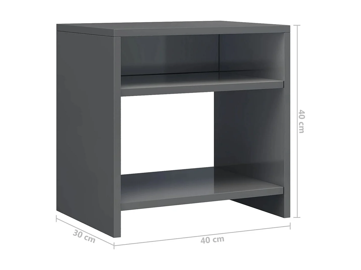 Nachttisch Hochglanz-Grau 40x30x40 cm Holzwerkstoff