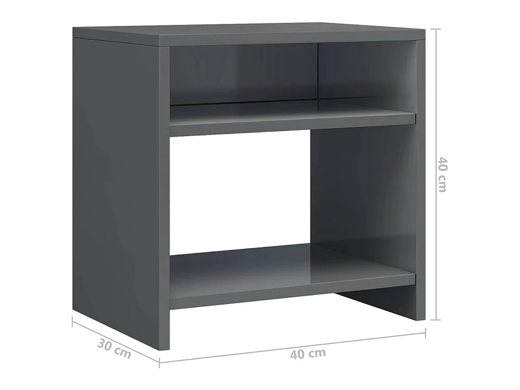 Table de chevet gris brillant 40x30x40 cm bois d'ingénierie