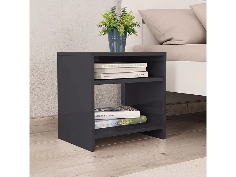 Table de chevet gris brillant 40x30x40 cm bois d'ingénierie