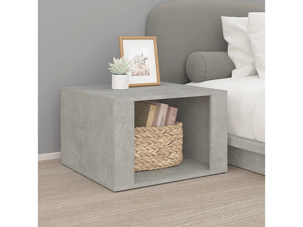 Table de chevet Gris béton 57x55x36 cm Bois d'ingénierie