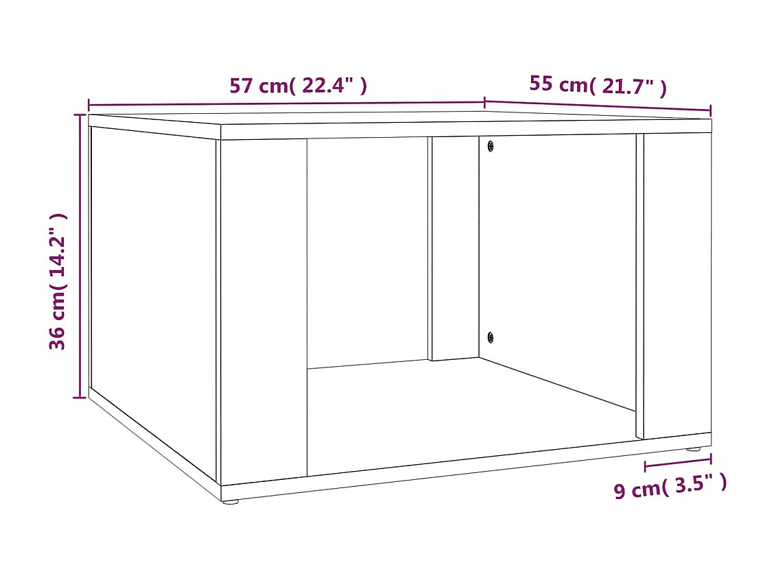 Table de chevet Gris béton 57x55x36 cm Bois d'ingénierie