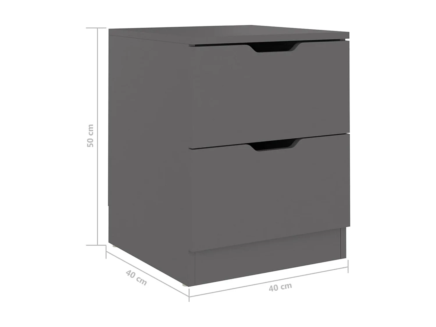 Mesa de cabeceira 40x40x50 cm derivados de madeira cinzento