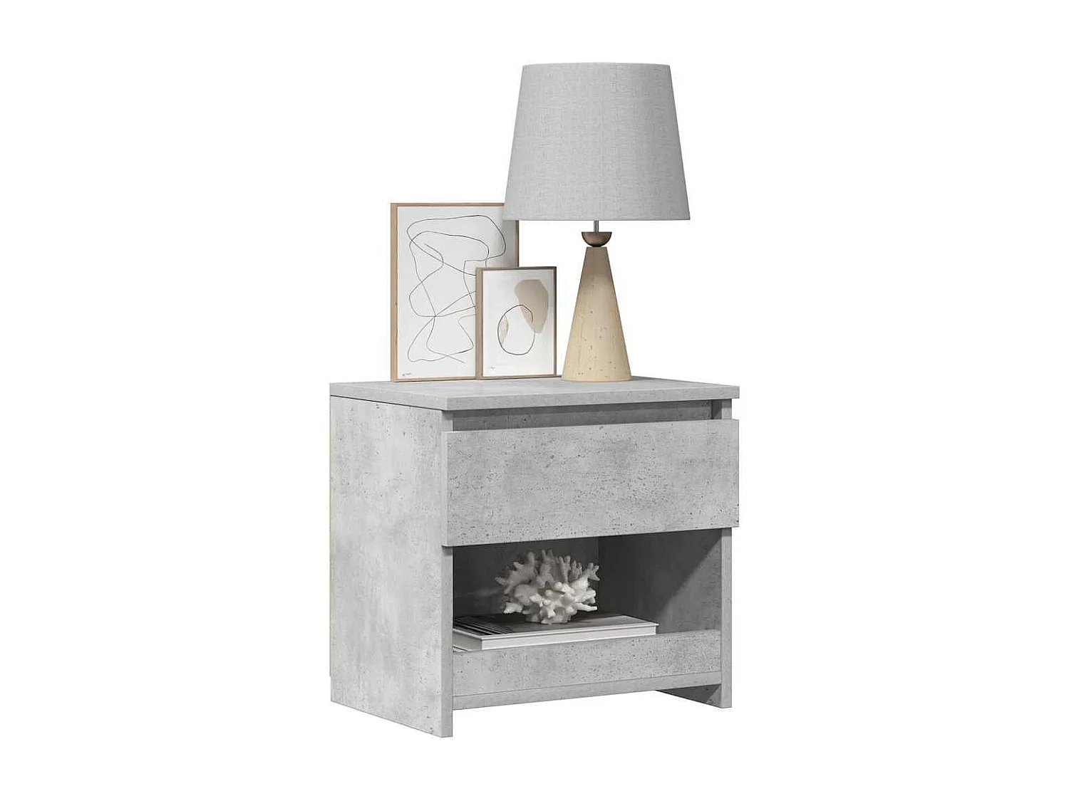Nachtkastjes 2 st 40x30x39 cm bewerkt hout betongrijs