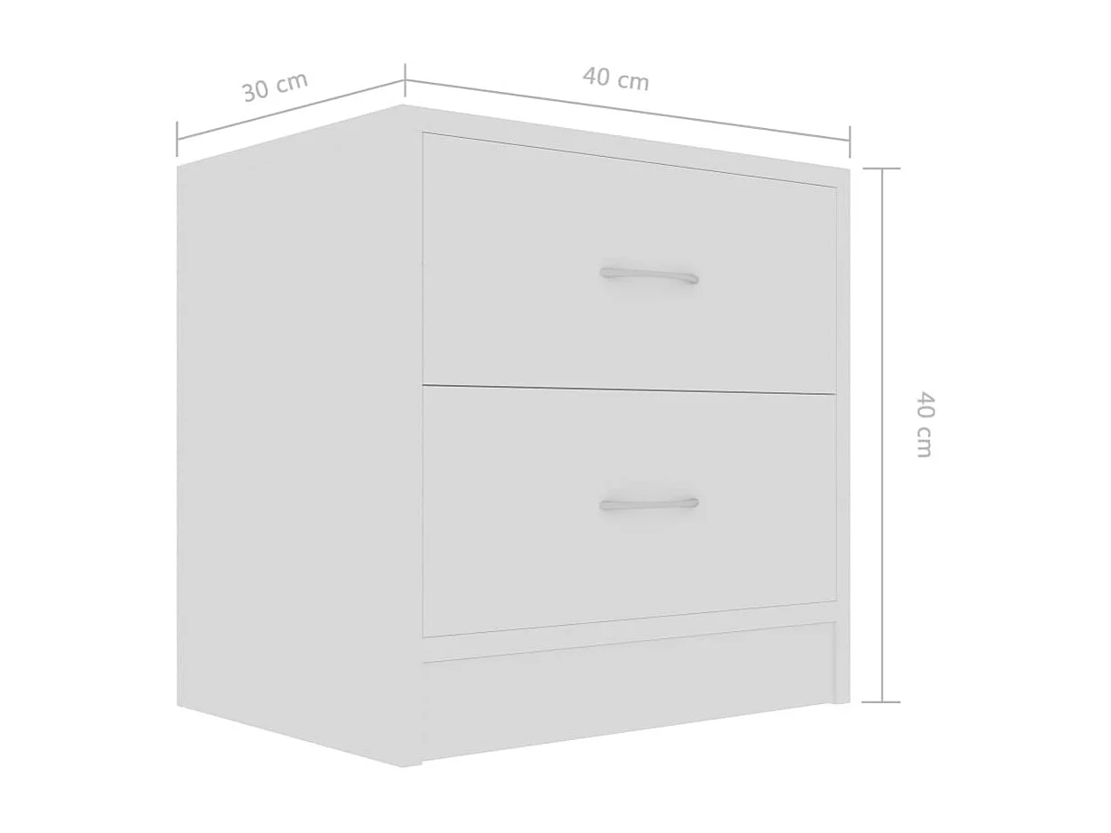 Nachtkastjes 2 st 40x30x40 cm bewerkt hout wit