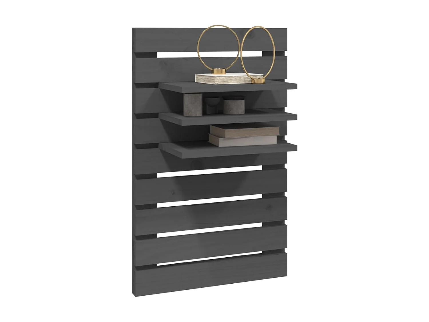 Estantes mesitas de pared 2 uds madera maciza de pino gris