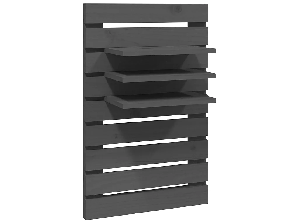 Étagères de chevet murales 2 pcs Gris Bois de pin massif