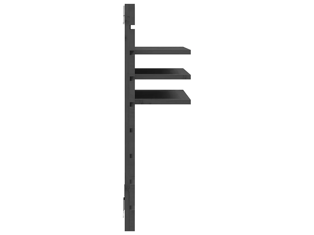 Étagères de chevet murales 2 pcs Gris Bois de pin massif