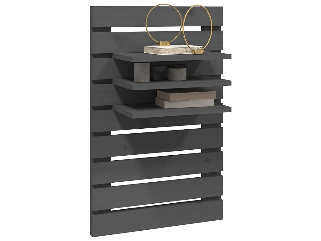 Étagères de chevet murales 2 pcs Gris Bois de pin massif