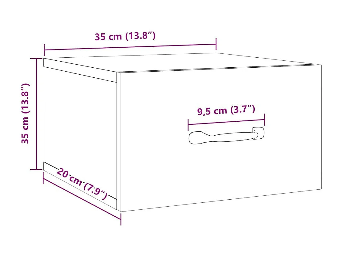 Mesas de cabeceira parede 2 pcs 35x35x20 cm cor carvalho sonoma