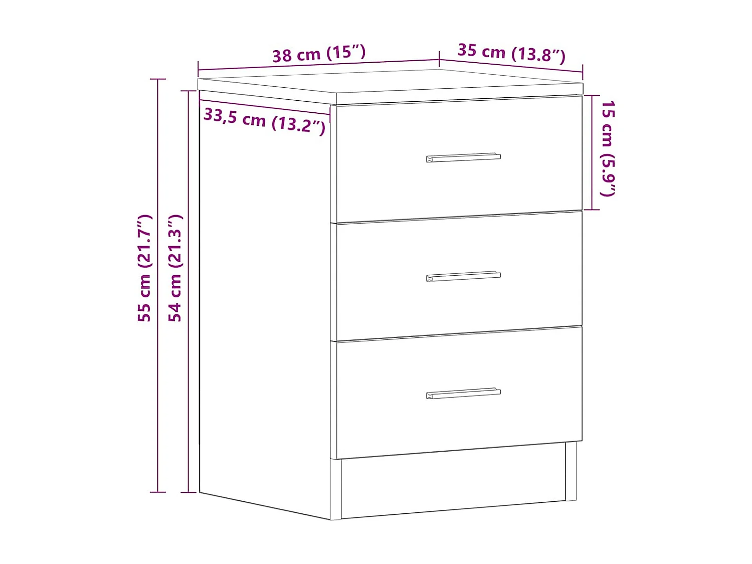 Nachttisch Grau Sonoma 38x35x56 cm Holzwerkstoff